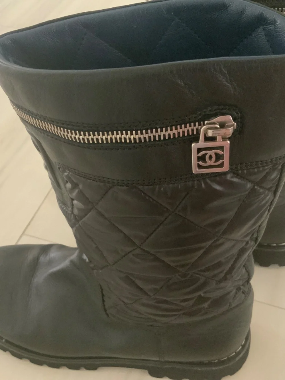 BRAND NEW NEVER WORN CHANEL BLACK QUILTED LEATHER BOOTS PAID $2500.00